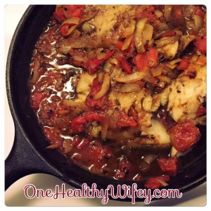 Cod with Roasted Peppers, Onions & Tomatoes